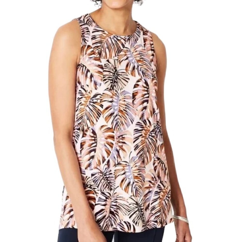 J. JILL Wearever Collection Coastal Palm Leaf Print Sleeveless Top - Size MP